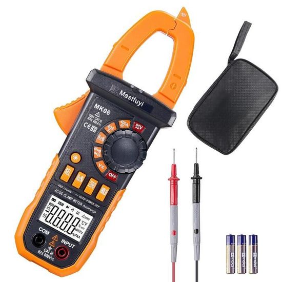 Pince Ampèremétrique AC DC True-RMS 4000 Comptes - Multimètre à Pince Avec Rétroéclairage - Mesure Courant Tension Température Résistance