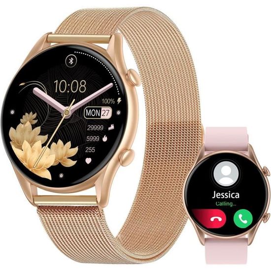 Montre Connectée Femme - Écran 1,91" HD, Appels Bluetooth, Design Féminin Et Fonctions Santé Complètes