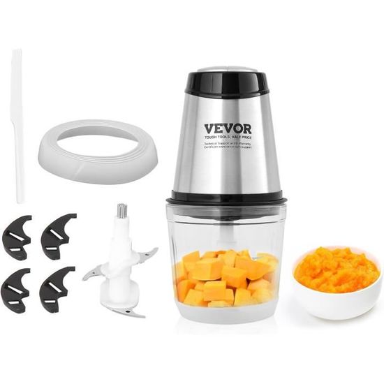 Qinkada Mini Robot Culinaire, 2,5 Tasses/600 Ml, Broyeur électrique 400 W Pour Fruits, Légumes