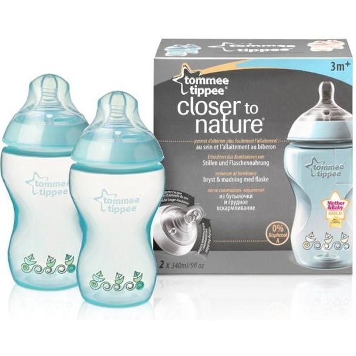 TOMMEE TIPPEE Biberons Bleu 0m+ 260 ml X2