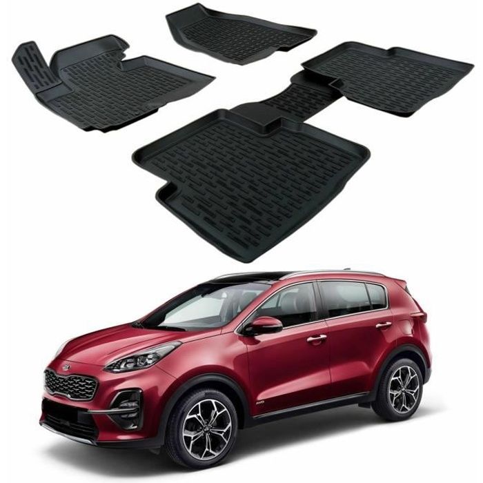 | 3D TAPIS DE SOL EN CAOUTCHOUC PREMIUM COMPATIBLE AVEC KIA SPORTAGE 2016-up 4 pièces SCOUTT
