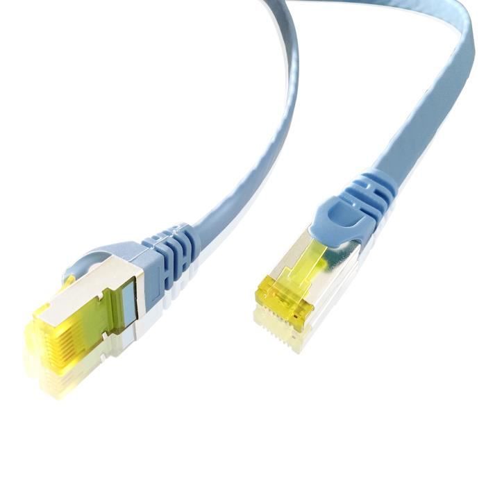 ADWITS 2 pièces 0,25 m CAT 7 câble Ethernet plat pour modem routeur routeur point d'accès - bleu
