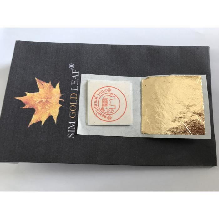 200 Feuilles d'or 24 carats dans la base 100% authentique, taille 45mm X 45 mm