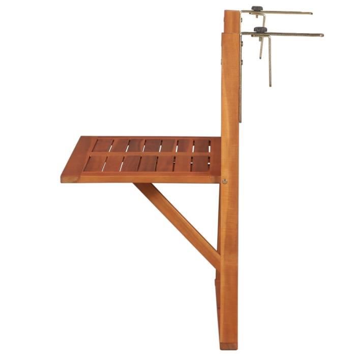 FIHERO Table de balcon Bois d'acacia massif Marron