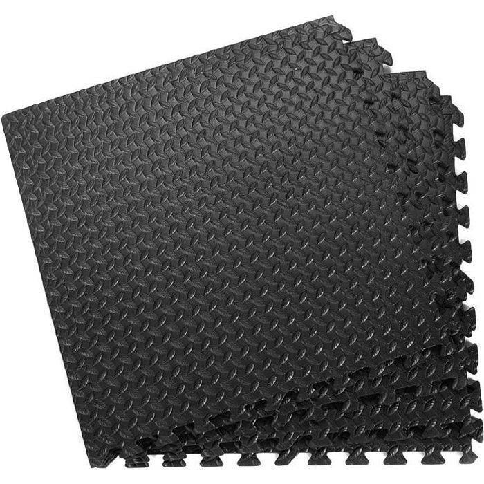 GOPLUS Tapis de Protection de Sol Ensemble de 12 Dalles Carrées en Mousse EVA 60 x 60 x 1, 2 CM Noir