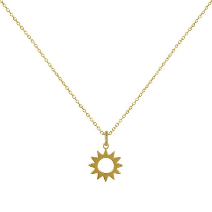 Les Poulettes Bijoux - Collier Plaqué Or Soleil Ajouré