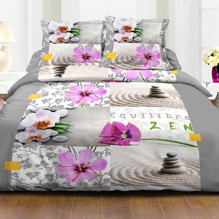 Parure de couette Zen - gris - housse-de-couette-200x200-cm