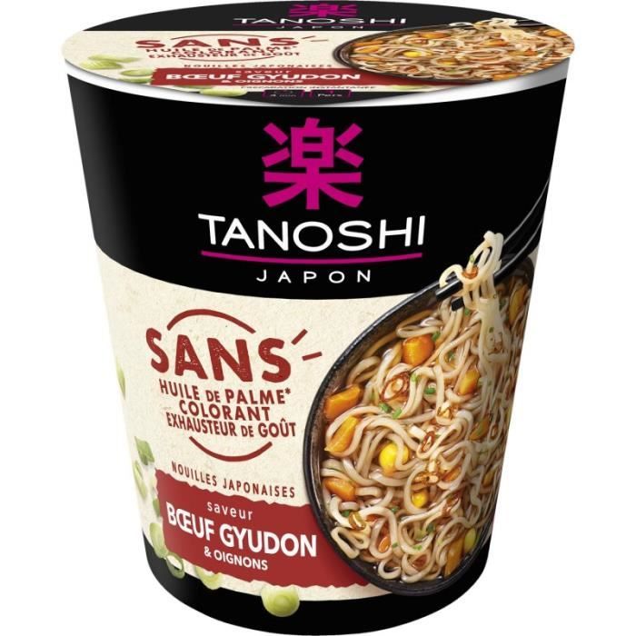 TANOSHI - Cup Nouilles Sans Color Boeuf 64G - Lot De 4