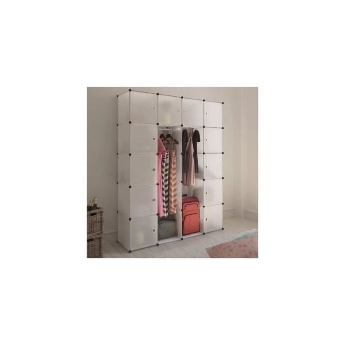 Cabinet modulable avec 14 compartiments blanc 37x146x180,5 cm alsa