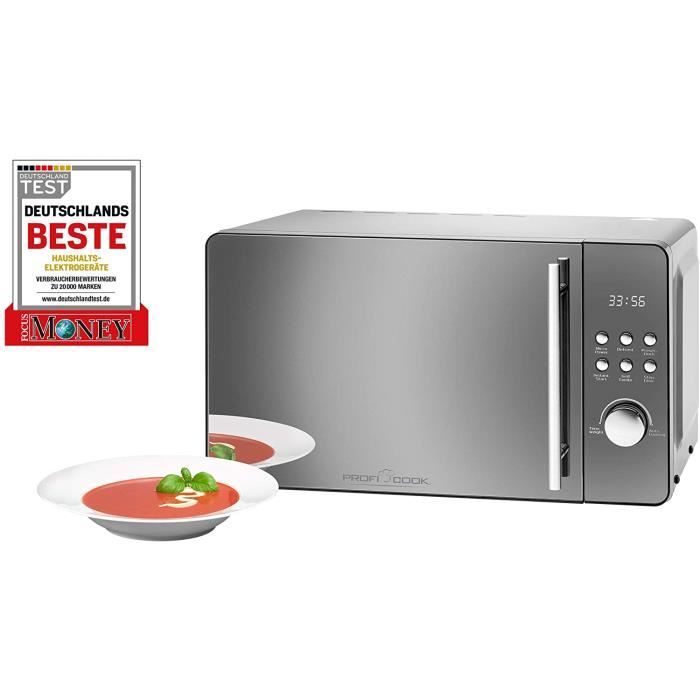 Profi Cook PC-MWG 1175 Micro-ondes 2 en 1 avec grill-faccedilade en verre miroir-20 l-1000 W-800 W - 9 programmes automatiques-eacu