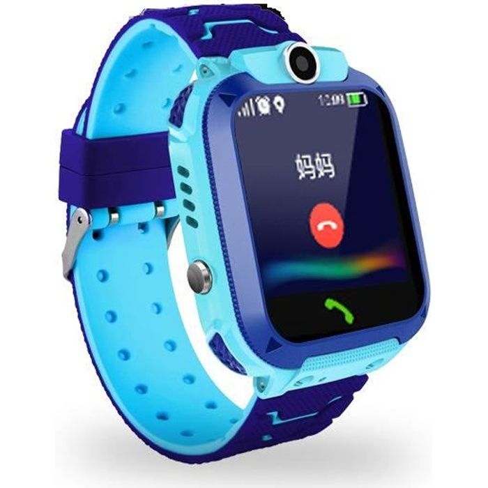 Montre connectée enfant sport 9pcs smartwatch SOS Bleu intelligente bluetooth GPS digital montre étanche bracelet connecté