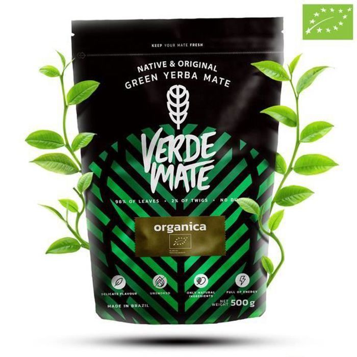 Yerba Maté Verde Mate Organica - Verde Mate Organica 500g - 100 % maté brésilien certifié BIO - Haute qualité - Forte stimulation -