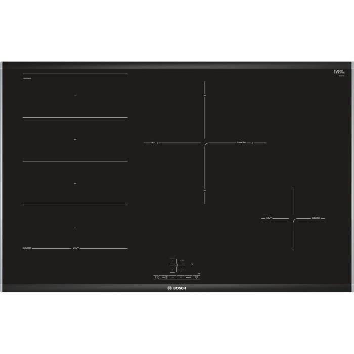 Bosch Serie 4 PXE875BB1E, Intégré, Plaque avec zone à induction, Verre-céramique, Noir, 1400 W, Rectangulaire