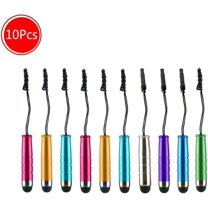 Lot de 10 mini stylets capacitifs pour écran tactile de téléphone portable et tablette