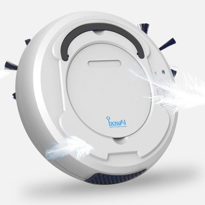 Aspirateur Robot Intelligent Nettoyeur Spécial pour Poils d’Animaux, Tapis d'aspiration puissants 1800Pa et tous types de sols Blanc