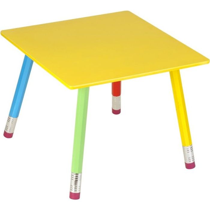 Table carrée Crayons en Bois pour enfant 55 x 55 x 43 cm