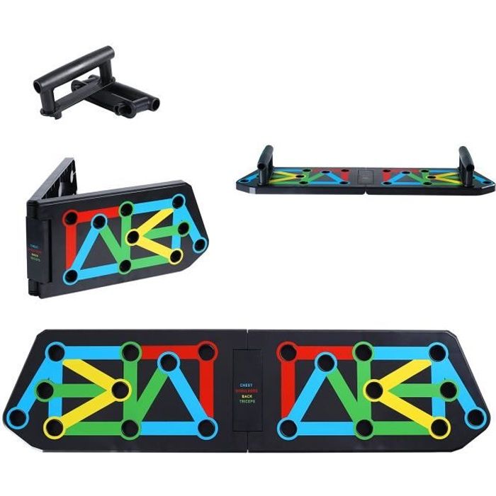 LAMZIEN 13 en 1 Musculation Push Up Board avec Poignée, Pliable Planche de Multifonction et Appareil de Fitness, Portable, Antigliss