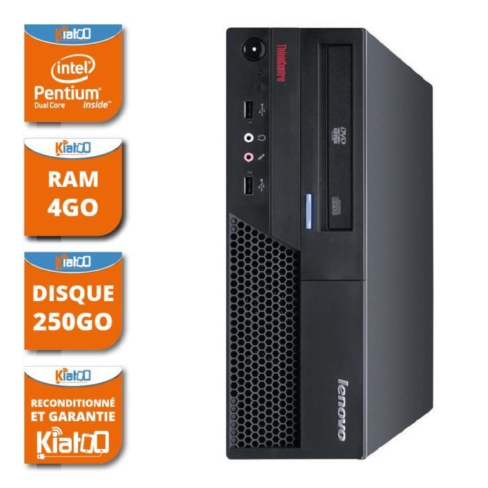 Ordinateur de bureau lenovo thinkcenter M58 intel dual core 4go ram 250 go disque dur, windows 7, pc reconditionné