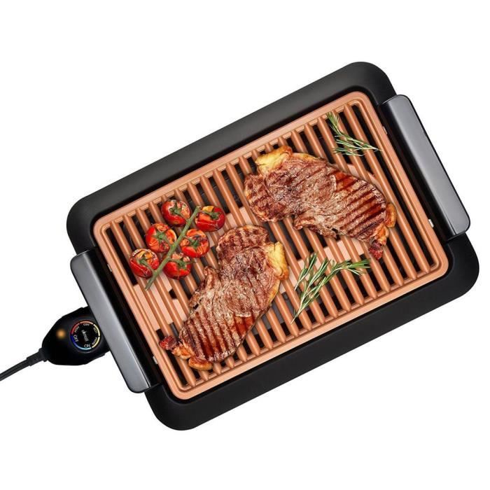 GAUFRIER Grille-viande électrique Plaque de barbecue électrothermique Fast Grill Sans fumée Barbecue intérieur Antiadhésif