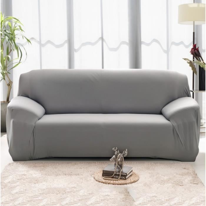 Housse de Canapé 2 Places avec Accoudoir Extensible - Revêtement de Canapé - Gris - MONDEER
