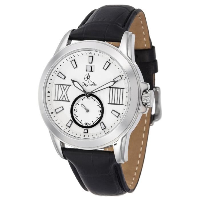 ORPHELIA - Montre Homme - Quartz Analogique - Bracelet Cuir Noir - 132-6705-84