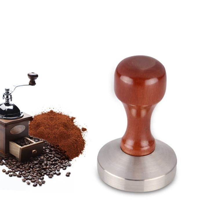 Poignée en bois Tamper à café en acier inoxydable Poudre à expresso professionnelle Marteau de pression TUBE ELECTRONIQUE