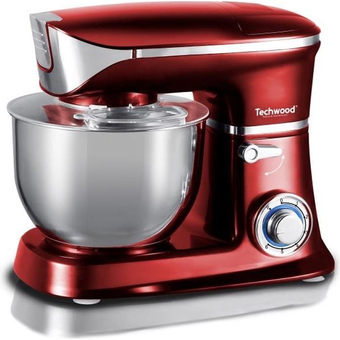 TECHWOOD TRO-1305 Robot pétrin - Bol inox 6,5L - 1300W - Rouge