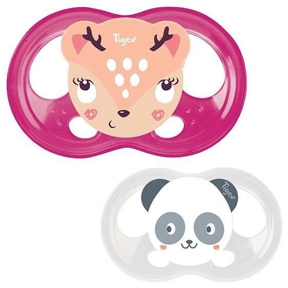 Tigex 2 sucettes smart night en silicone taille 18 mois+ panda