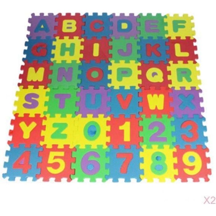 Paquet de 72 Tapis de Sol En Mousse avec Alphabet et Numéro de Puzzle pour Tout-petits