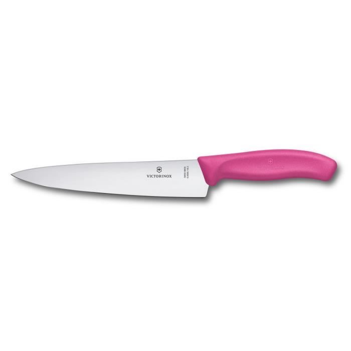 Couteau à découper manche fibrox rose lame inox…