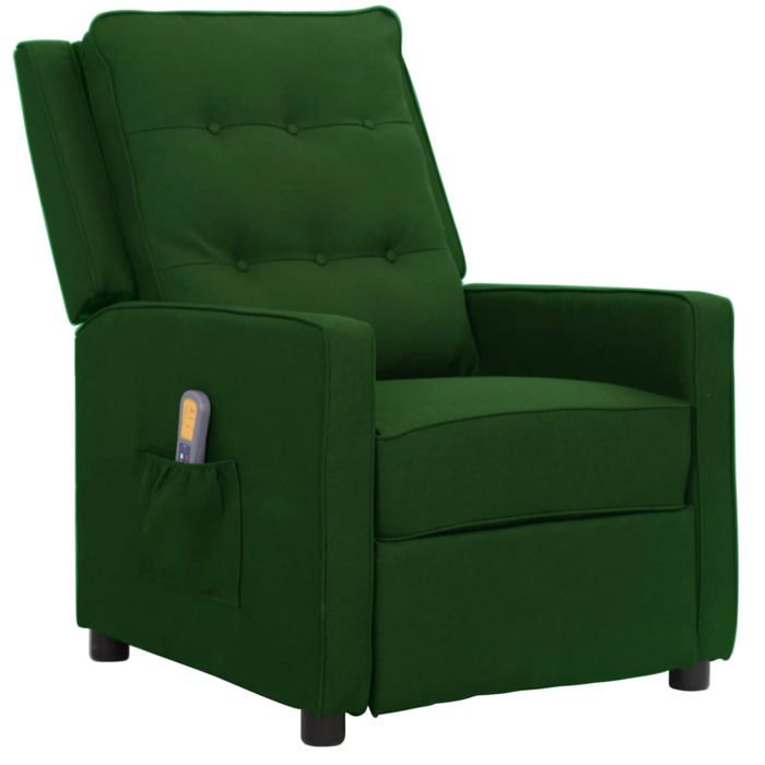 vidaXL Fauteuil de massage inclinable Vert foncé, Tissu.