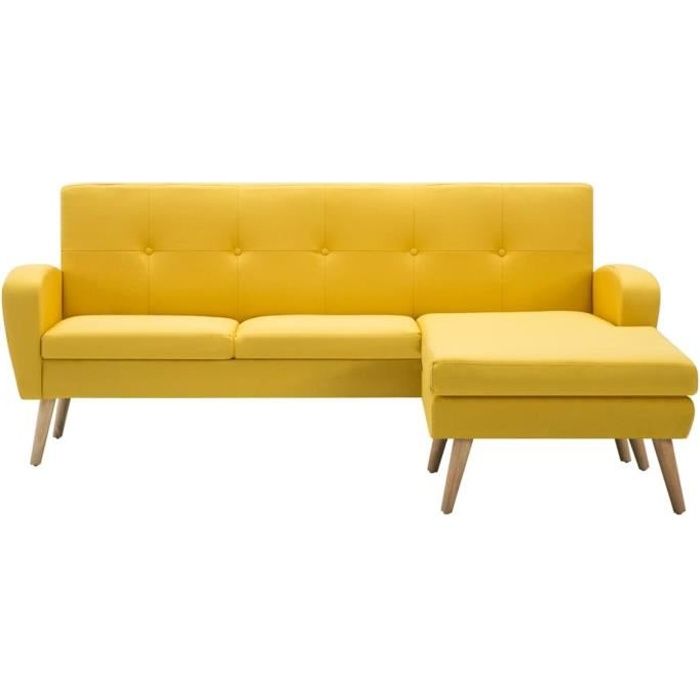 Canapé d'angle Jaune Tissu