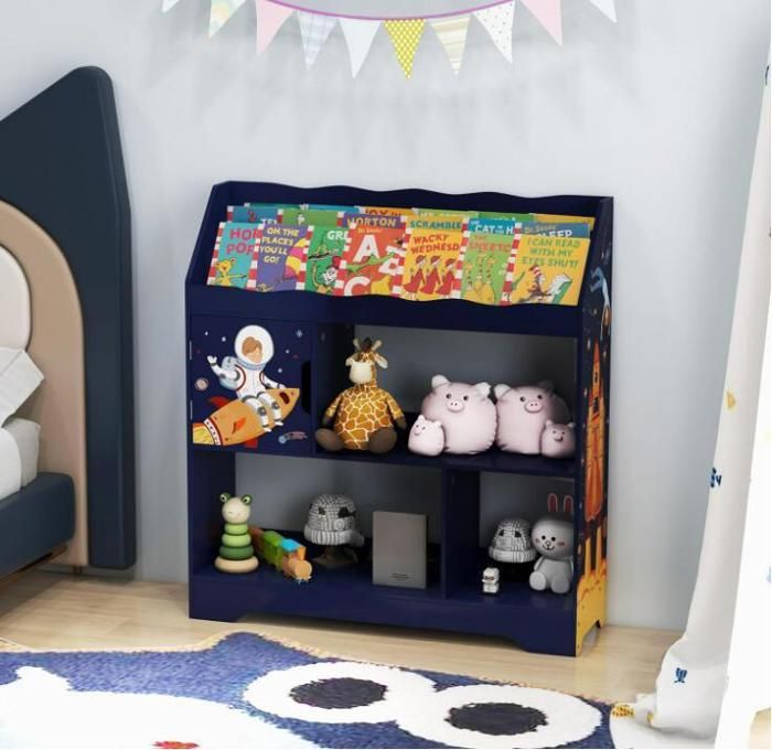 Bibliothèque Enfant - DREAMADE - 3 en 1 - 3 Etagères Ouvertes - Dispositif Anti-Bascule - 93X30X100CM - Astronautes