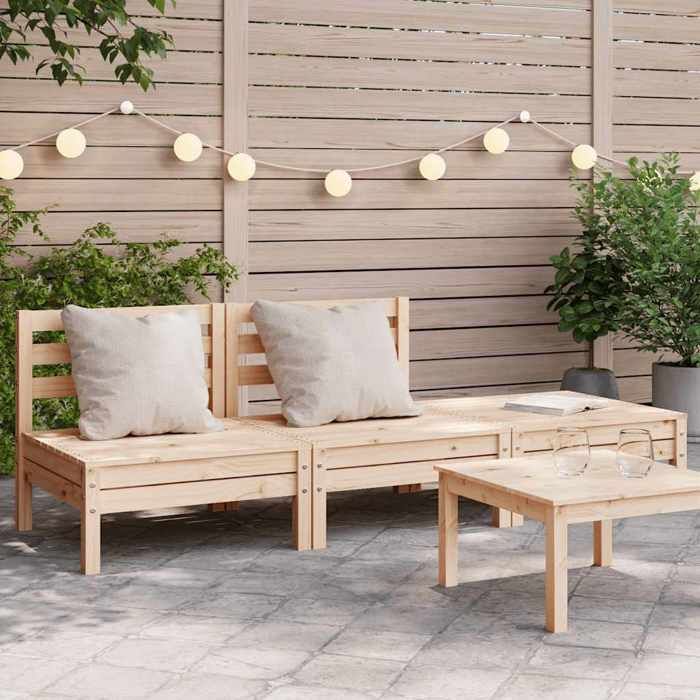 vidaXL Canapé de Jardin 3 Places Siège avec Dossier Meuble de Terrasse Patio Balcon Arrière cour Extérieur Bois de 837949 - vue 4
