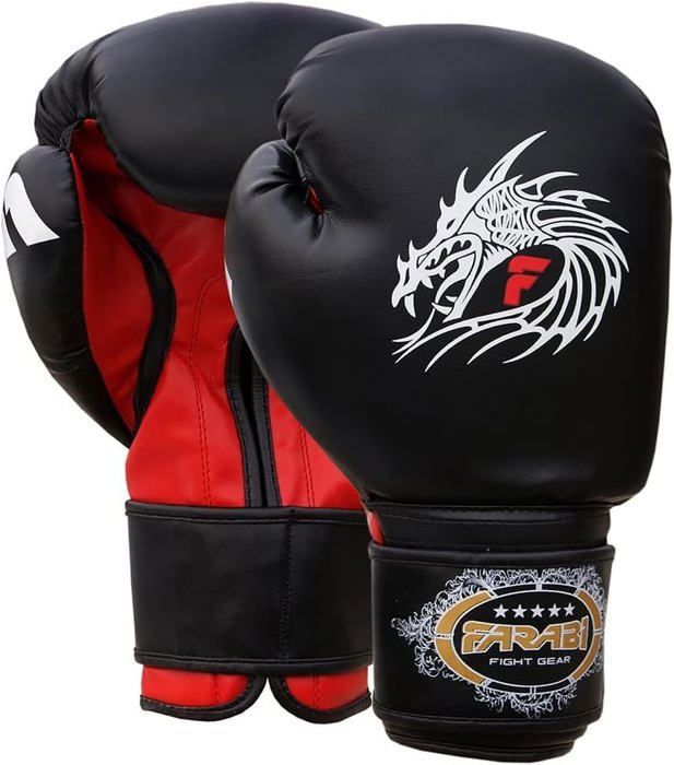Gants de Boxe Farabi Sports, Gants de combat Pour Muay Thai, Sparring, modèle Dragon 16-OZ