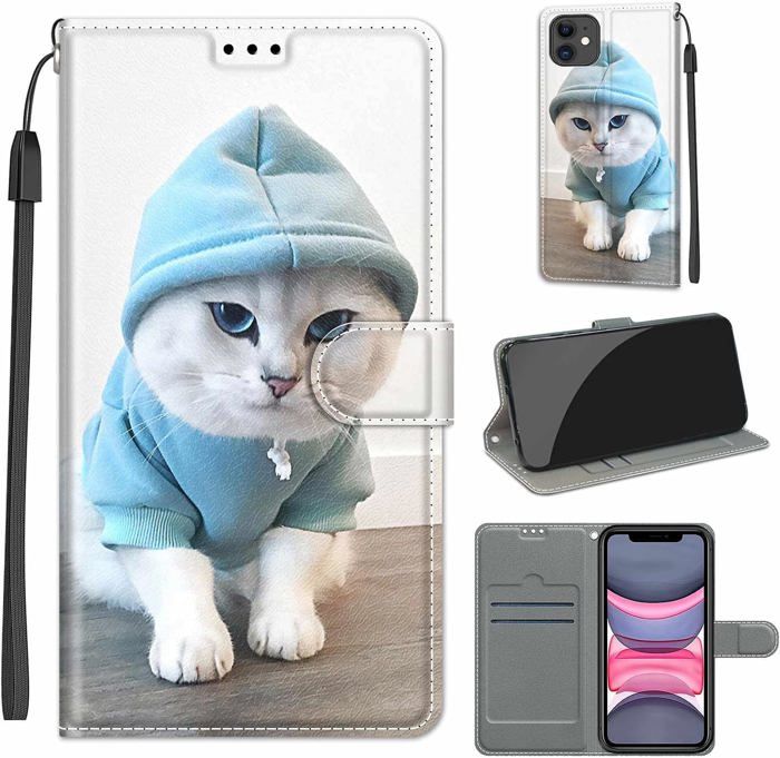 Portefeuille Étui Pour FLOODKING IPhone SE3/SE2 Cuir PU Blocage RFID Detachable Sra Avec Fentes A Cartes Noir