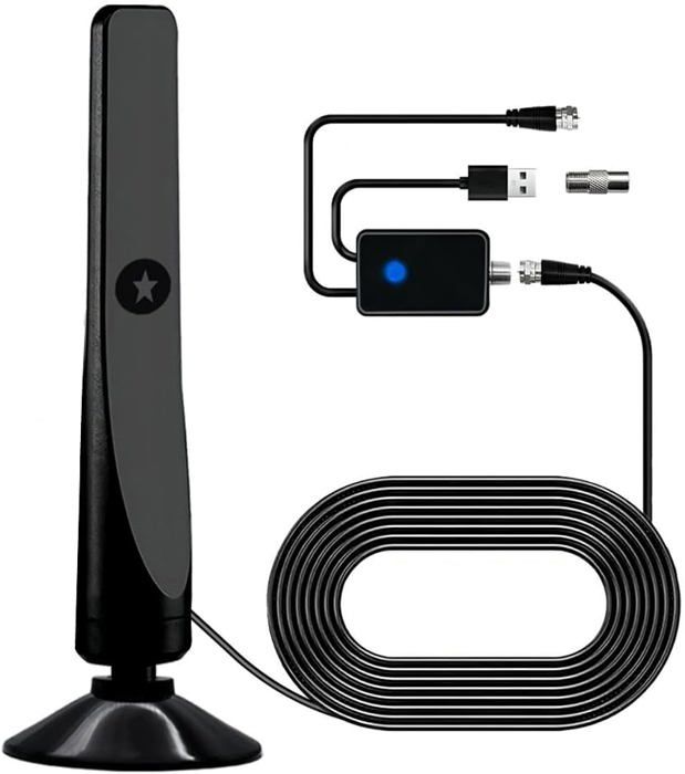 Antenne TV DVB-T2 Haute Performance 30dbi - 5m De Câble - Amplificateur Intégré - Pour Réception Full HD