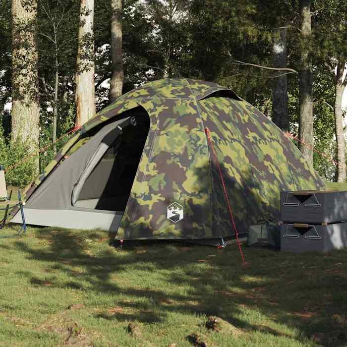 vidaXL Tente de camping à dôme 4 personnes camouflage imperméable tente abri de camping abri de jardin tente de jardin 4009620