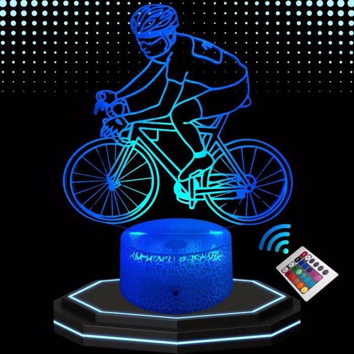Lampe décorative LED - Cyclisme - 3D - Multicolore - Tactile - Télécommande incluse