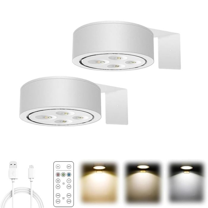 Lot De 2 Lampe Murale Sans Fil Rechargeable Usb,Applique Murale