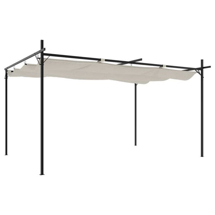 VENTE-FLASH Résistante aux UV/Anti-UV Pergola - avec toit rétractable crème 395x292x230 cm(346141)ZLH