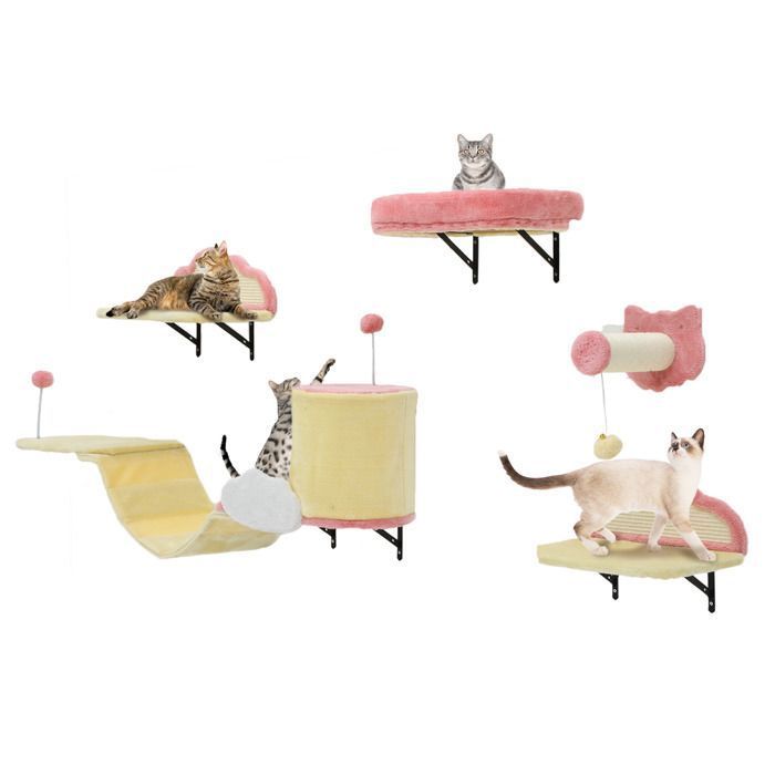 Meilleurs prix pour BALCONERA Arbre à chat Lot de 6 Mur descalade pour chat Parcours Mural - Panneau de particules