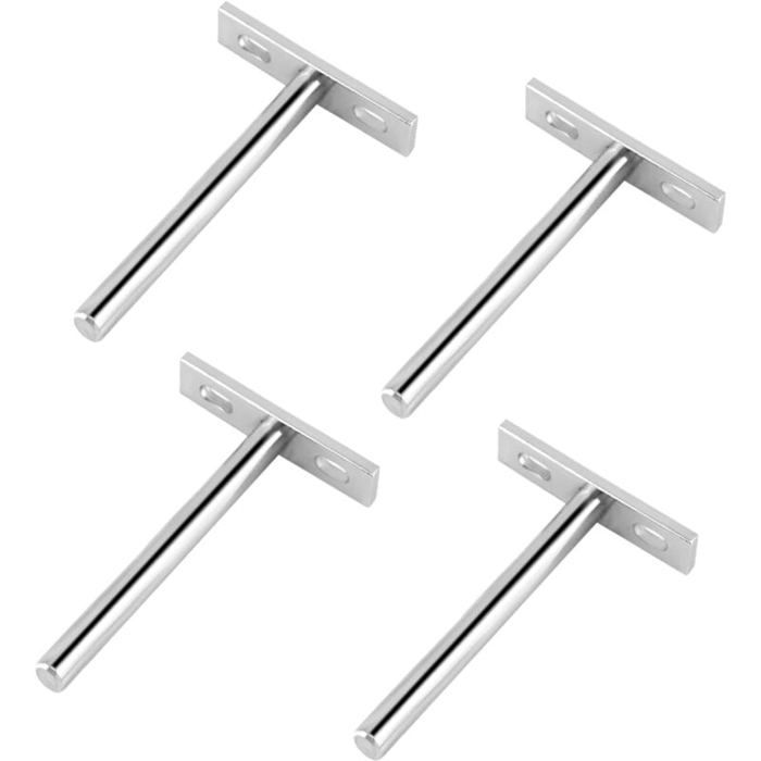 Lot de 4 supports détagère flottante de 4 poucesSupports cachés pour charges lourdes - Pour murs cheminées bibliothèquesArgent