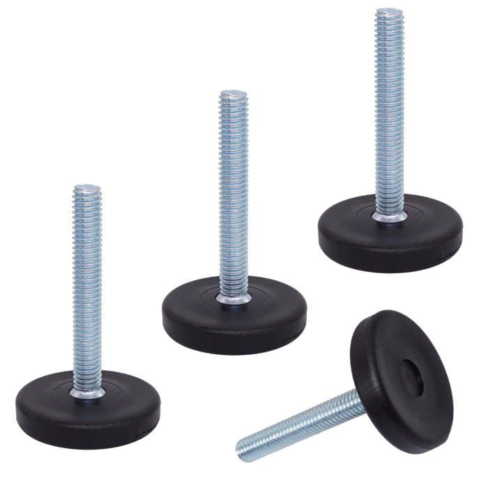 SKIRCO Pieds de meuble réglables M6 x 40 mm - Lot de 4 noir