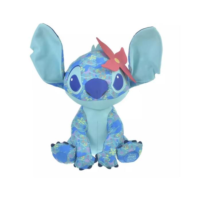 Peluche Stitch tropical bleu 30 cm – Peluche motif fleurs – Jouet décoratif pour enfant