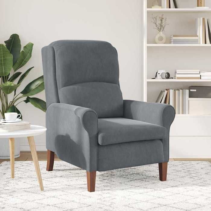 Fauteuil en velours - vidaXL - Gris foncé - 76x94x102 cm - Velours - Bois massif dhévéa - Mousse et fibre