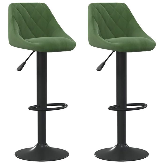 SALE 2026Tabourets de bar pour Cuisine Salon Café - lot de 2 - vert foncé velours 46x44x(82-103)cm 12.95 Kg 8225999
