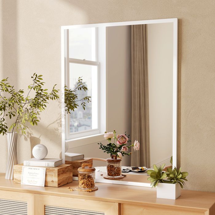 Miroir Mural Rectangulaire En Bois – 55,9 X 76,2 Cm – Finition Vieillie Brûlée – Décoratif Pour Salle De Bain, Chambre, Salon