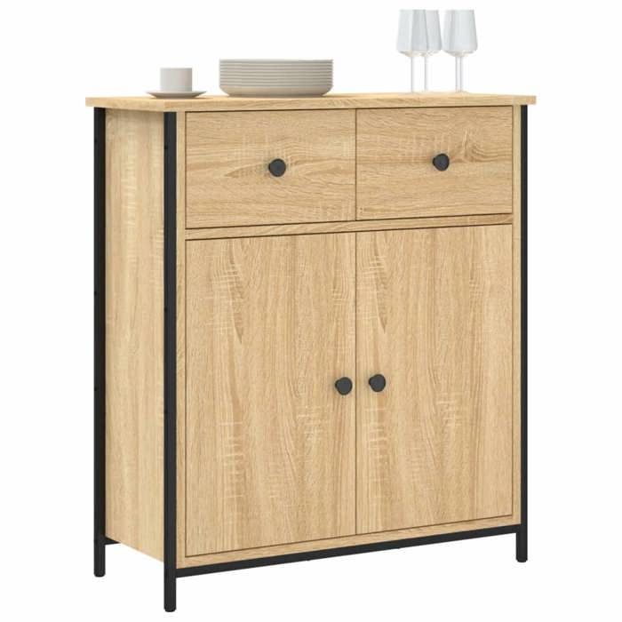 Buffet de Rangement CLARENCE® - Montage simple - Buffet bahut/Armoire de Cuisine - chêne sonoma 70x30x80 cm - bois dingénierie B987