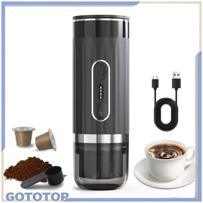 GOTOTOP petite cafetière Machine à café expresso électrique portable 3 en 1 15 à 20 electromenager cafetiere Noir avec chauffage